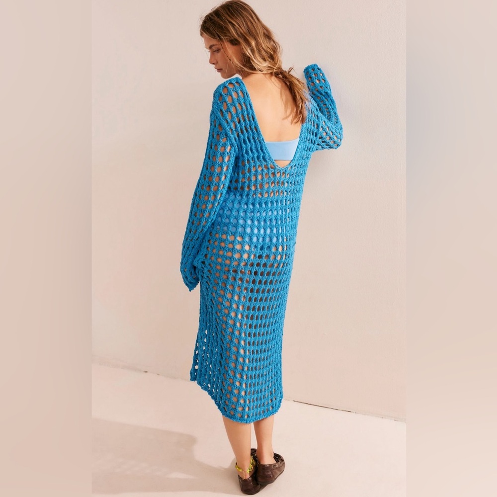 Free People Sahara Sweater Midi in Malibu Blue size XS NWT